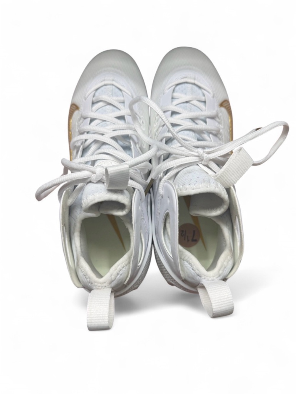 Nike Huarache 9 Elite Men’s Lacrosse Cleats White Metallic Vivid Gold Size 7.5 - Picture 4 of 7